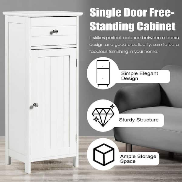 ANGELES HOME White Free Standing Bathroom Storage Cabinet with