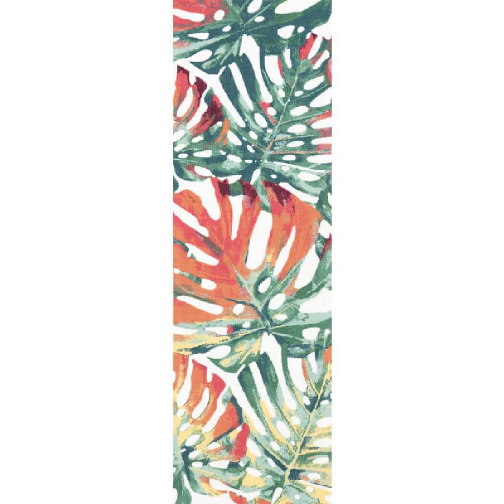 Multi 3 ft. x 6 ft. Contemporary Floral Janice Indoor/Outdoor Patio Runner Rug price history on PriceWatchPro