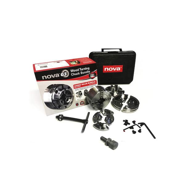 NOVA TK-48246 Direct Thread 1 in. X 8TPI G3 Wood Turning Copper Chuck Bundle Set