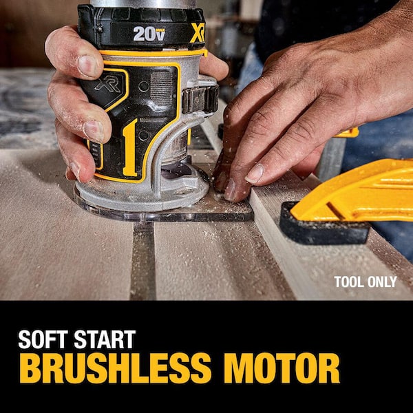 DEWALT - 20V MAX XR Lithium-Ion Cordless Brushless Fixed Base Compact Router with 6.0 Ah Battery Pack and Charger Kit