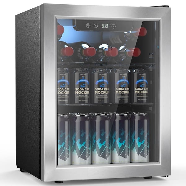 17 in. Single zone 70-Cans Beverage Cooler in Stainless Steel Silver
