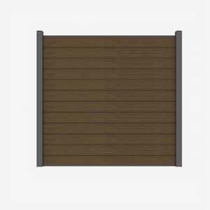 Complete Kit 6 ft. x 6 ft. Embossed Brown WPC Composite Fence Panel with Pronged Holders and Post Kits (1-set)