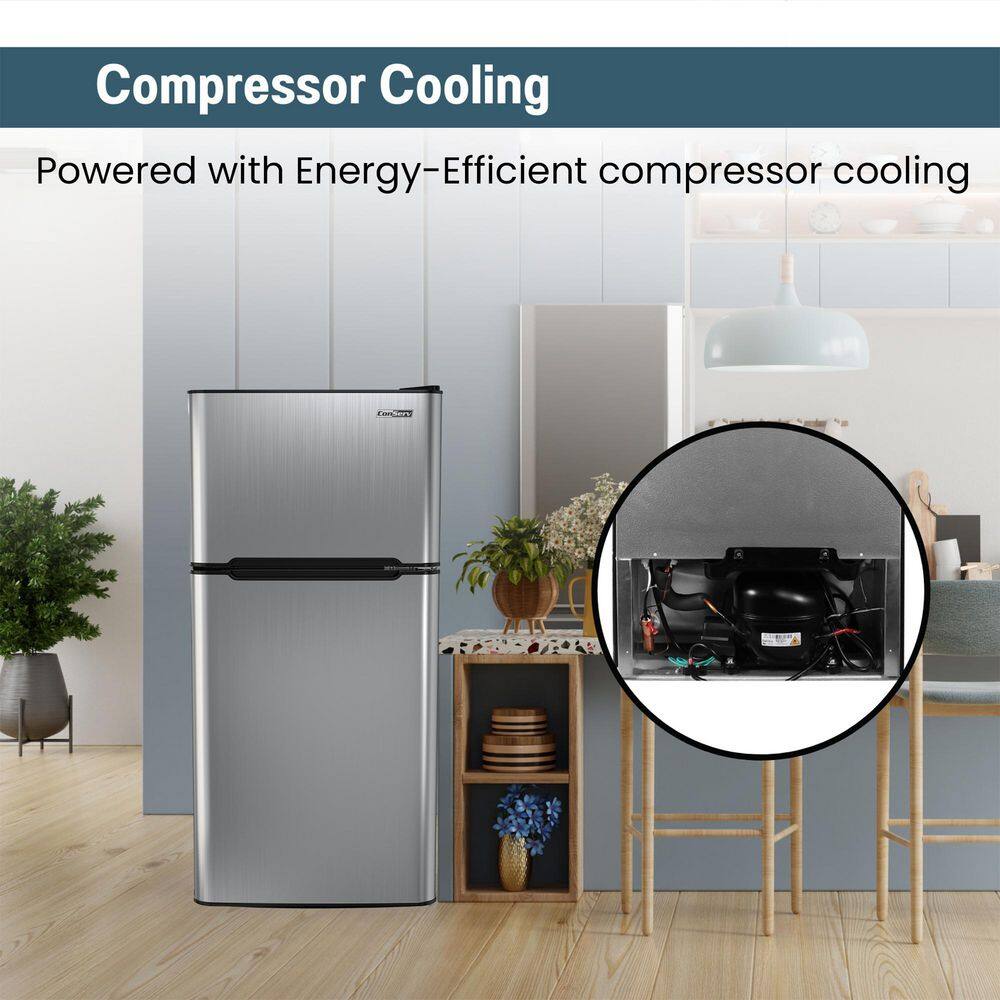 Compact Stainless Steel 4.5 Cu. Ft. 2-Door Refrigerator