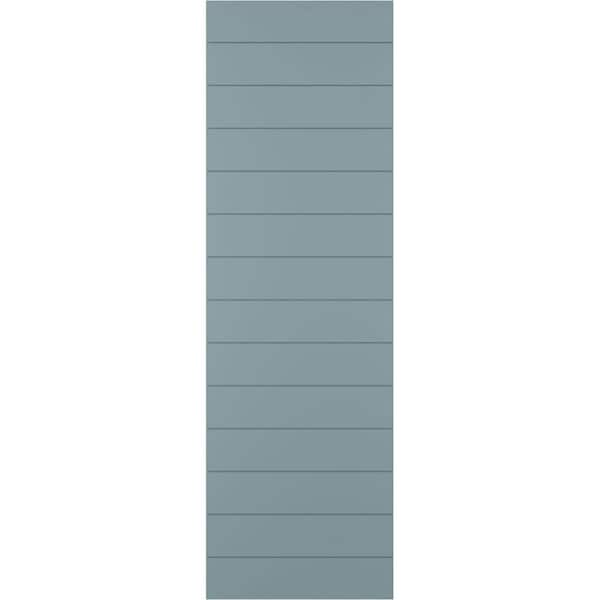 Ekena Millwork 15 in. x 70 in. True Fit PVC Horizontal Slat Style Fixed Mount Board and Batten Shutters, Peaceful Blue (Per Pair)