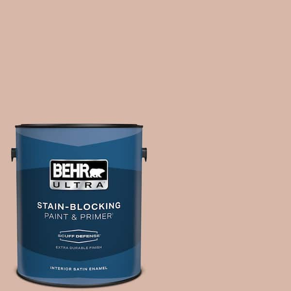 BEHR ULTRA 1 gal. #S190-3 Sedona Pink Extra Durable Satin Enamel Interior Paint & Primer