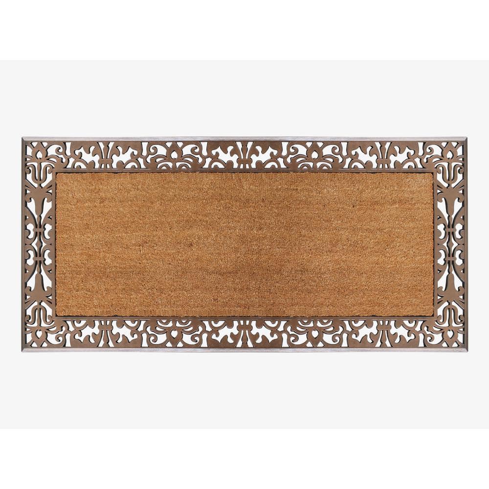 Large Beige and Brown Coir Outdoor Doormat with Rubber Backing
