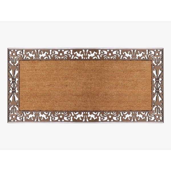 A1 Home Collections A1HC Paisley Beige/Brown 30 in x 60 in Rubber and Coir Outdoor Durable Entrance Doormat
