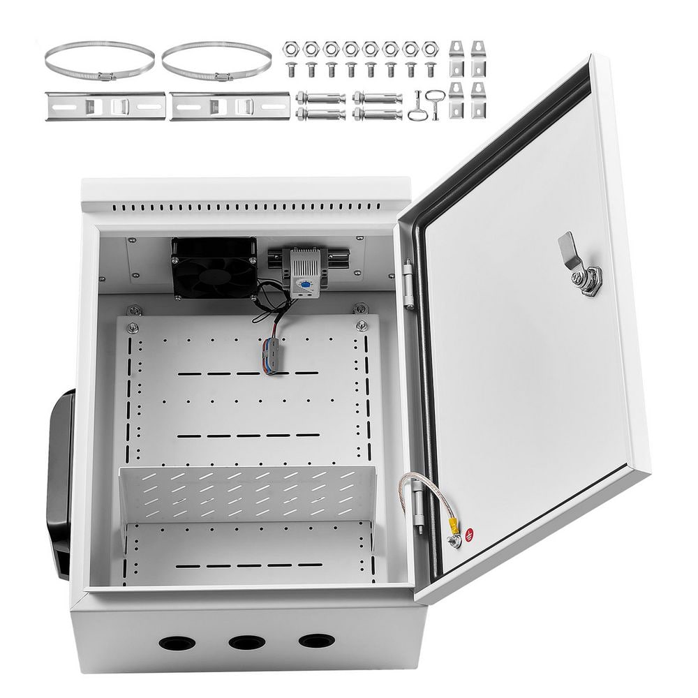 Outdoor Electrical Enclosure, IP65 Waterproof Cold-Rolled Steel Junction Box with Fan & Thermostat, 20 x 16 x 8 in. price history on PriceWatchPro