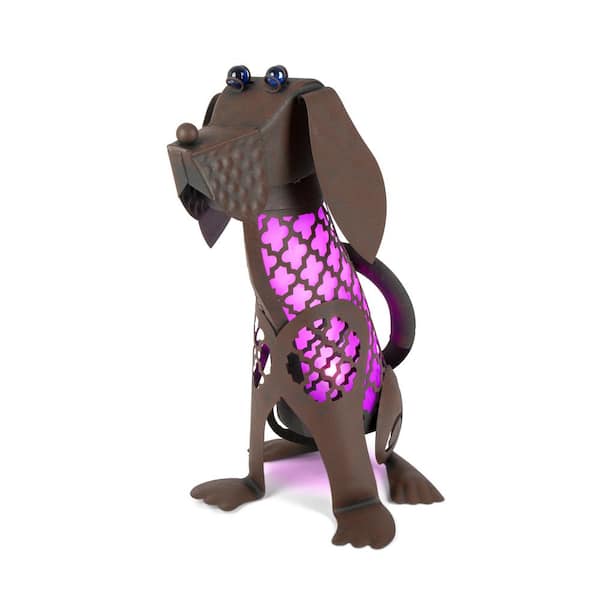 GARDEN MEADOW 15.5 in. H Solar Lighted Dog Garden Statue