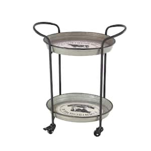 30 in. Grey Metal Farmhouse Bar Cart