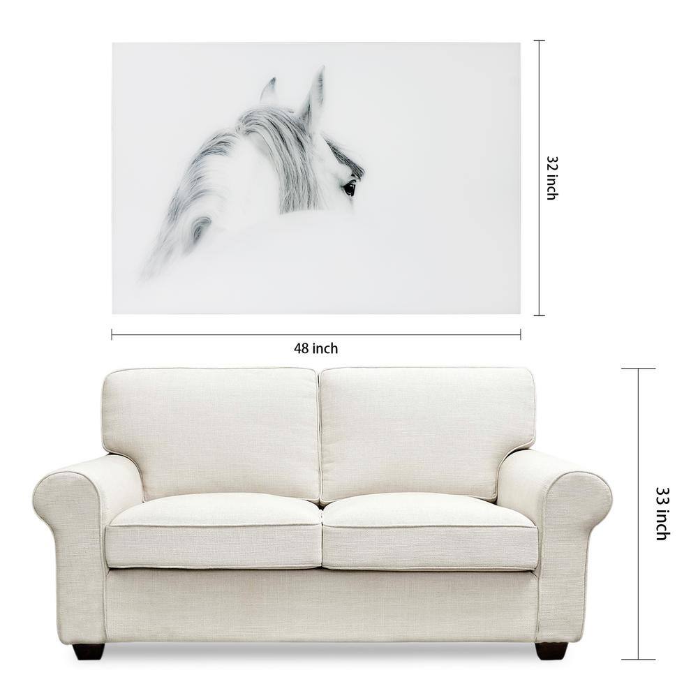 Blanco Mare Horse Frameless Tempered Glass Wall Art, 48" x 32"