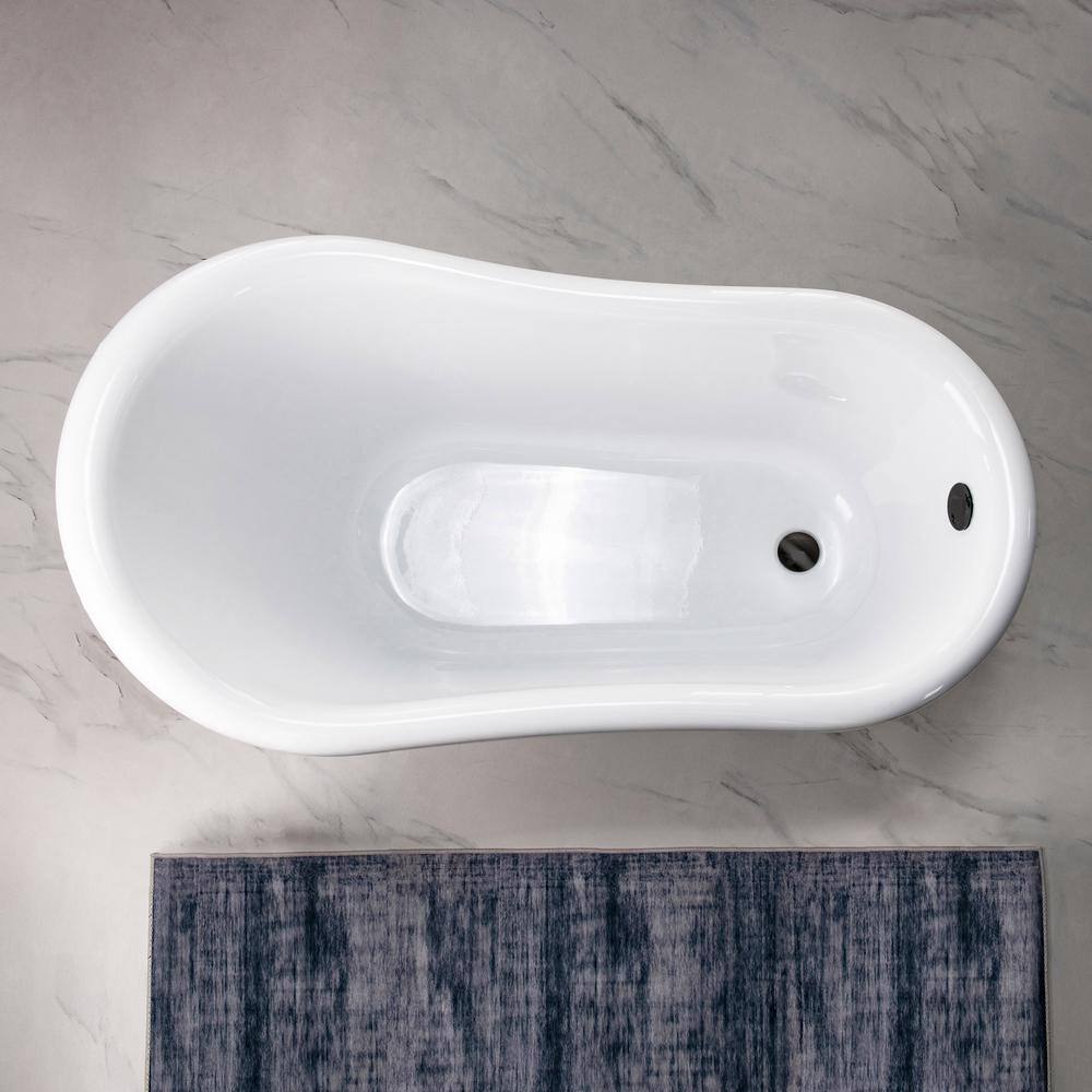 White Acrylic Slipper Clawfoot Bathtub with Matte Black Trim