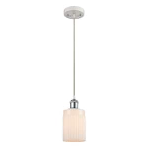 Hadley 1-Light White and Polished Chrome Shaded Pendant Light with Matte White Glass Shade