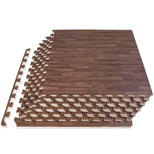 Wood Grain Puzzle Mat Dark Oak 24 in. x 24 in. x 0.5 in. EVA Foam Interlocking Floor Tiles (24 sq. ft.) (6-Pack)