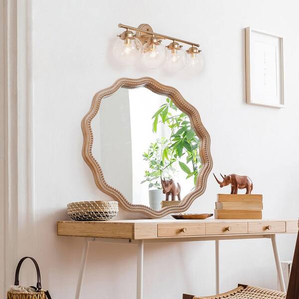 鏡　ゴールド Vsmile Gold 23.62 in. x 23.62 in. x 1.18 in. Round Wavy Mirror
