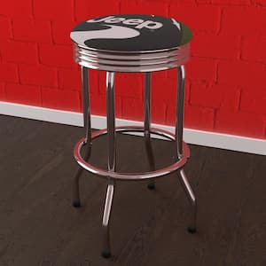 Jeep Green Mountain 29 in. White Backless Metal Bar Stool with Vinyl Seat
