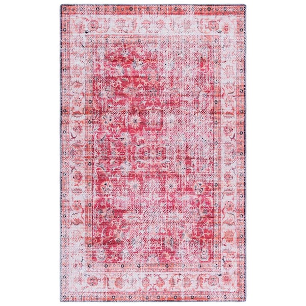 Arizona Red/Beige 9 ft. x 12 ft. Machine Washable Distressed Traditional Ornate Area Rug