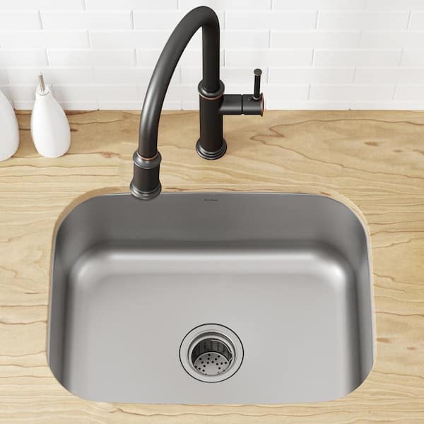 Premier Undermount Stainless Steel 23 in. Rectangular Single Bowl Kitchen Sink