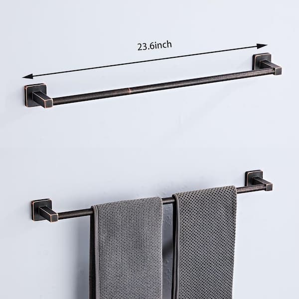 4-Piece 23.6 in. Stainless Steel Bathroom Hardware Set Robe Towel Hooks Toilet Paper Holder in Oil Rubbed Bronze