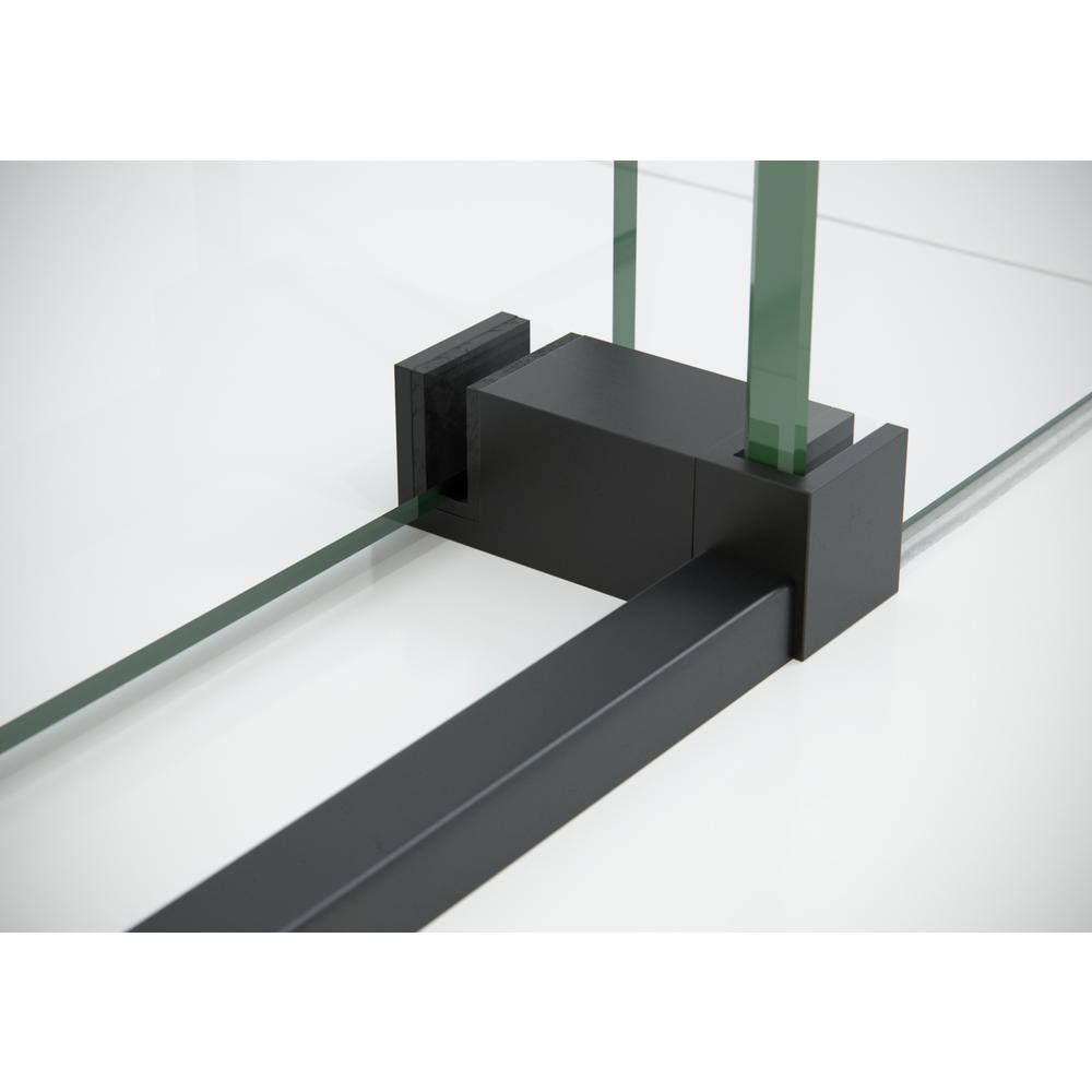Eclipse Matte Black Frameless Sliding Shower Door with Clear Glass