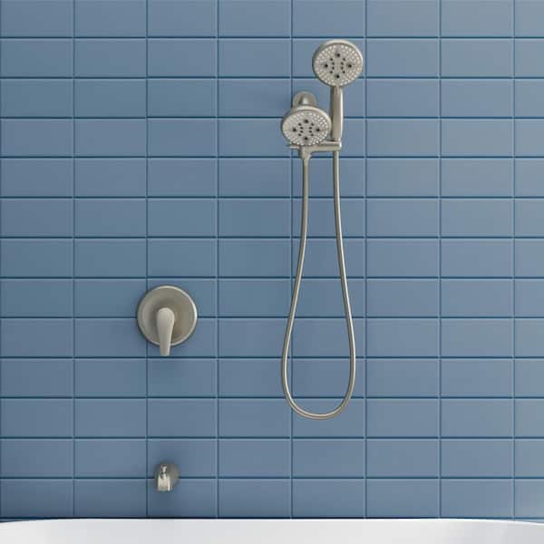Single Handle 1-Spray Tub and Shower Faucet 2.5 GPM in Brushed Nickel Valve Included