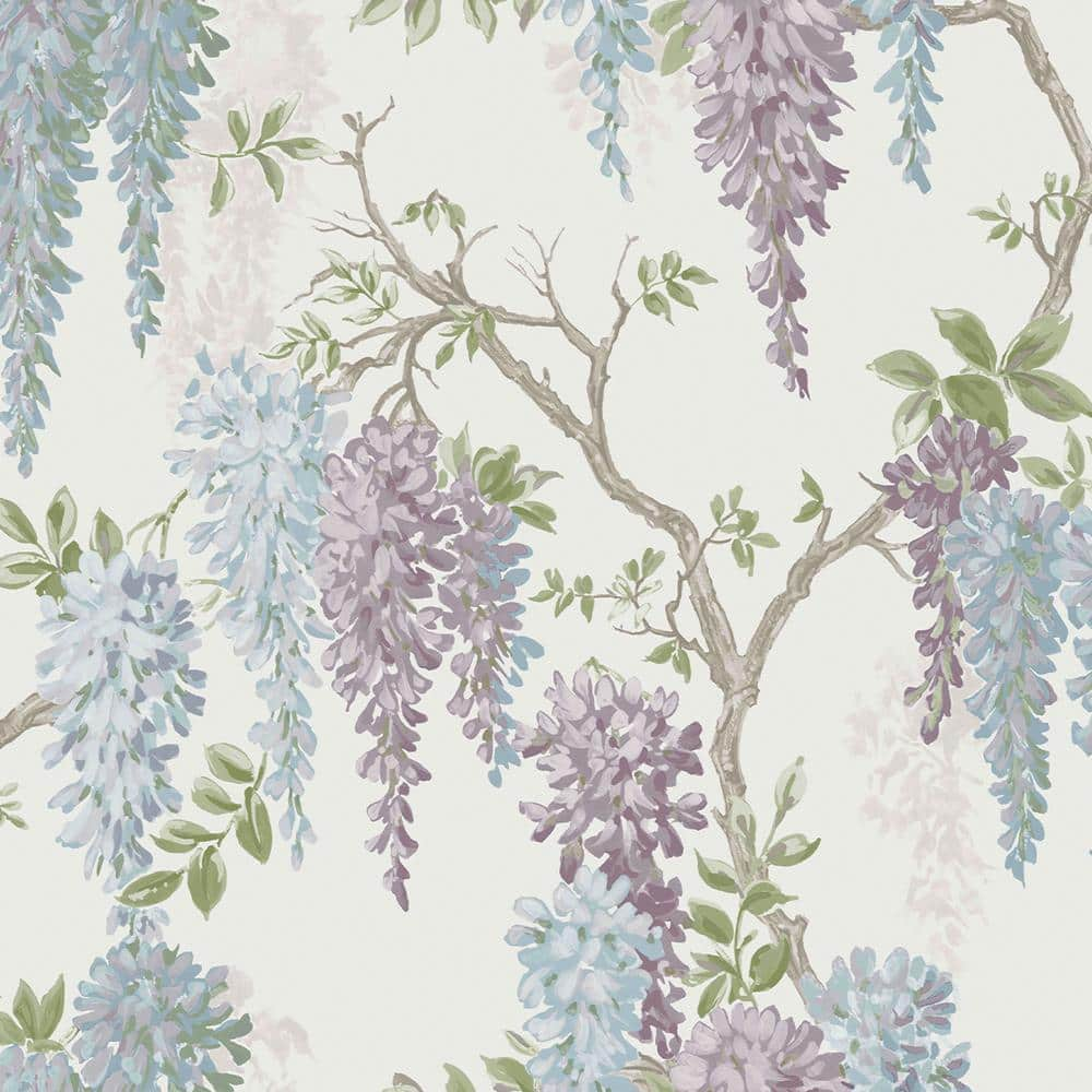 Laura Ashley Wisteria Garden Pale Iris Unpasted Removable Strippable Wallpaper 113356 The Home