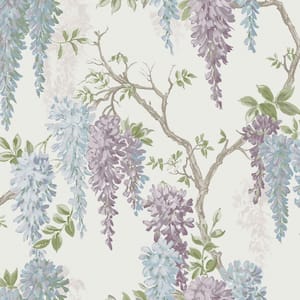 Purple Wisteria Garden Pale Iris Unpasted Removable Wallpaper Sample