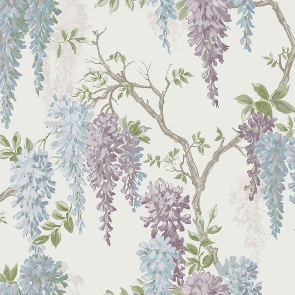 Laura Ashley Purple Wisteria Garden Pale Iris Unpasted Removable 