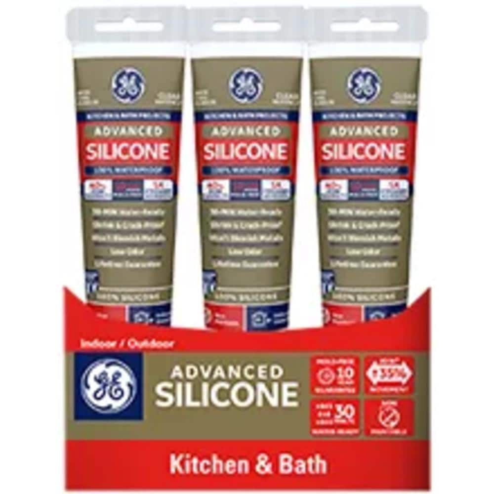 GE Advanced Silicone 2 Caulk 2.8 oz Kitchen and Bath Sealant Clear (12 ...