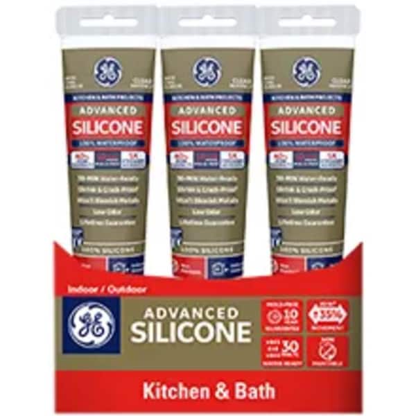 GE Advanced Silicone 2 Caulk 2.8 oz Kitchen and Bath Sealant Clear (12 ...