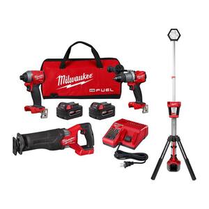 M18 FUEL 18-Volt Lithium-Ion Brushless Cordless Combo Kit (3-Tool) with Cordless Rocket Dual Power Tower Light