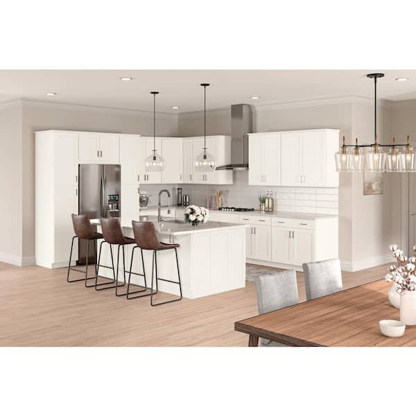 Westfield Feather White Shaker Stock Sink Base Kitchen Cabinet (30 in. W x 23.75 in. D x 35 in. H)
