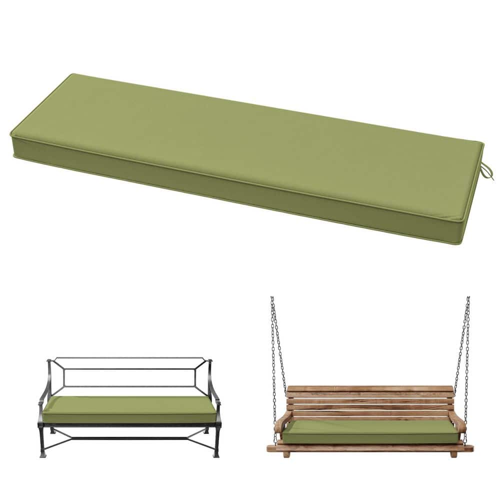 60 in. x 18 in. x 3.5 in. Rectangular Outdoor Porch Swing Bench Cushion Light Green