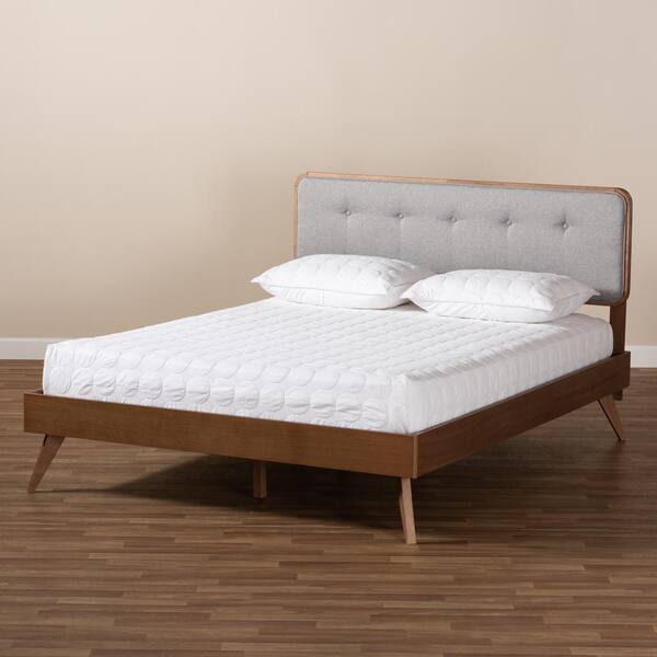 Baxton Studio Dilara Gray and Walnut Queen Platform Bed 156