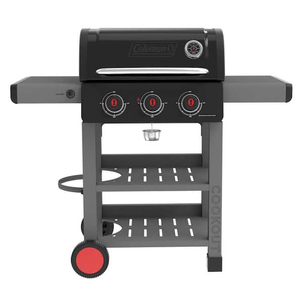 Coleman Cookout 3-Burner Propane Gas BBQ Grill in Black with 535 sq. in. Total Cooking Surface and Instastart Ignition