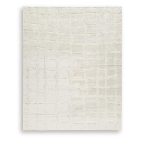 Malvinsboro 8 ft. x  10 ft. White/Light Gray Abstract Washable Area Rug