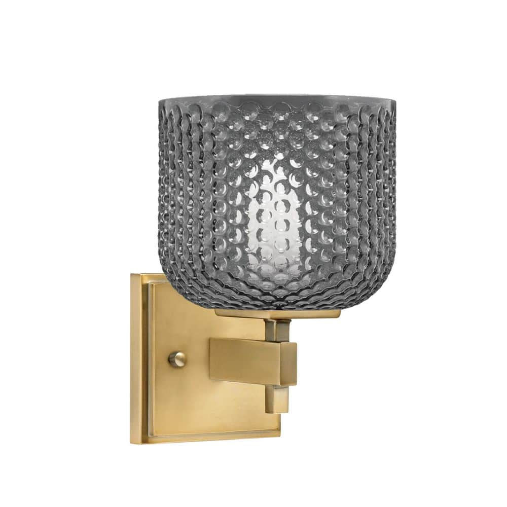 Bridgewater 1 Light Brass Wall Sconce with 6 in. Smoke Textured