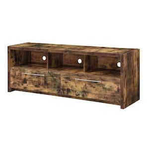 Newport Marbella 60 in. Barnwood TV Stand with 2-Drawers Fits up to a 65 in. TV with Shelves
