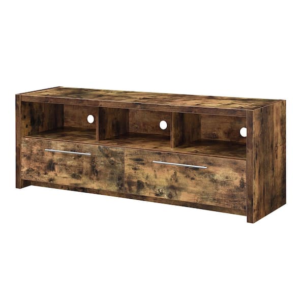 Convenience Concepts Newport Marbella 60 in. Barnwood TV Stand with 2-Drawers Fits up to a 65 in. TV with Shelves
