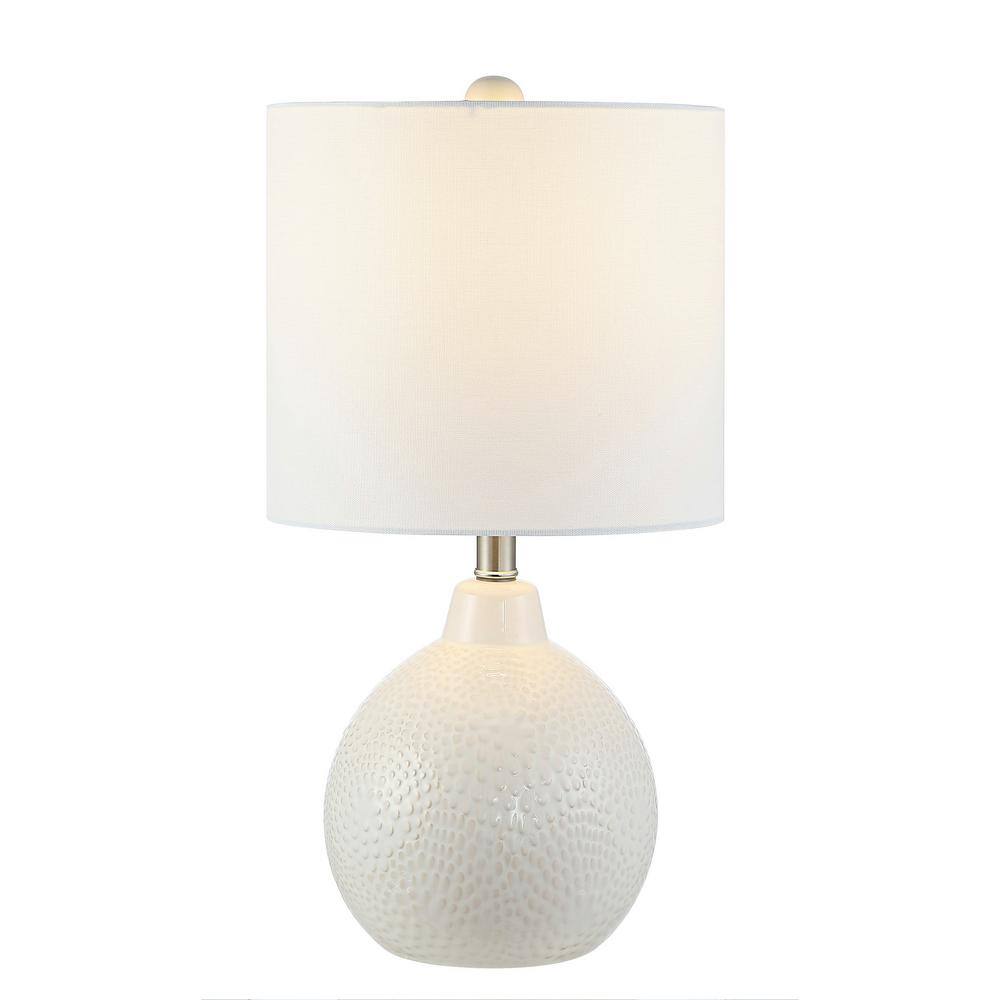 Ivory Ceramic Gourd Table Lamp with White Drum Shade