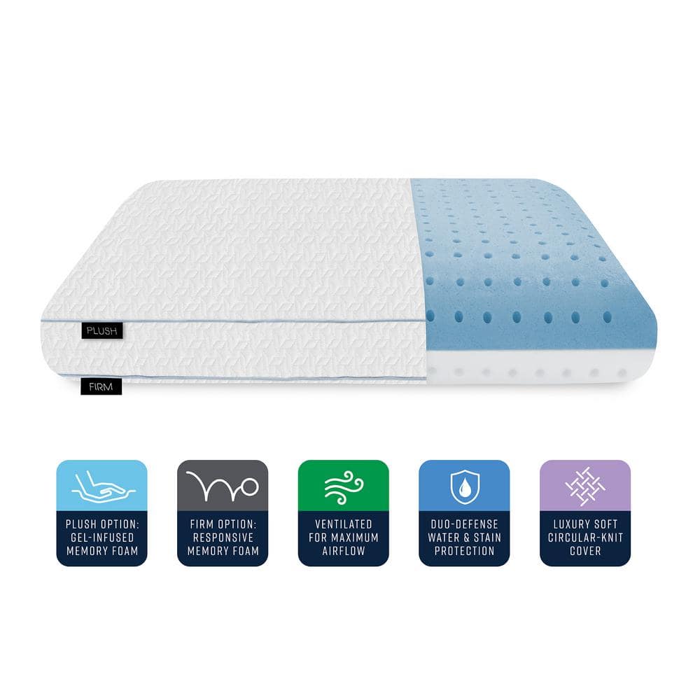 Oversized White Reversible Memory Foam Bed Pillow