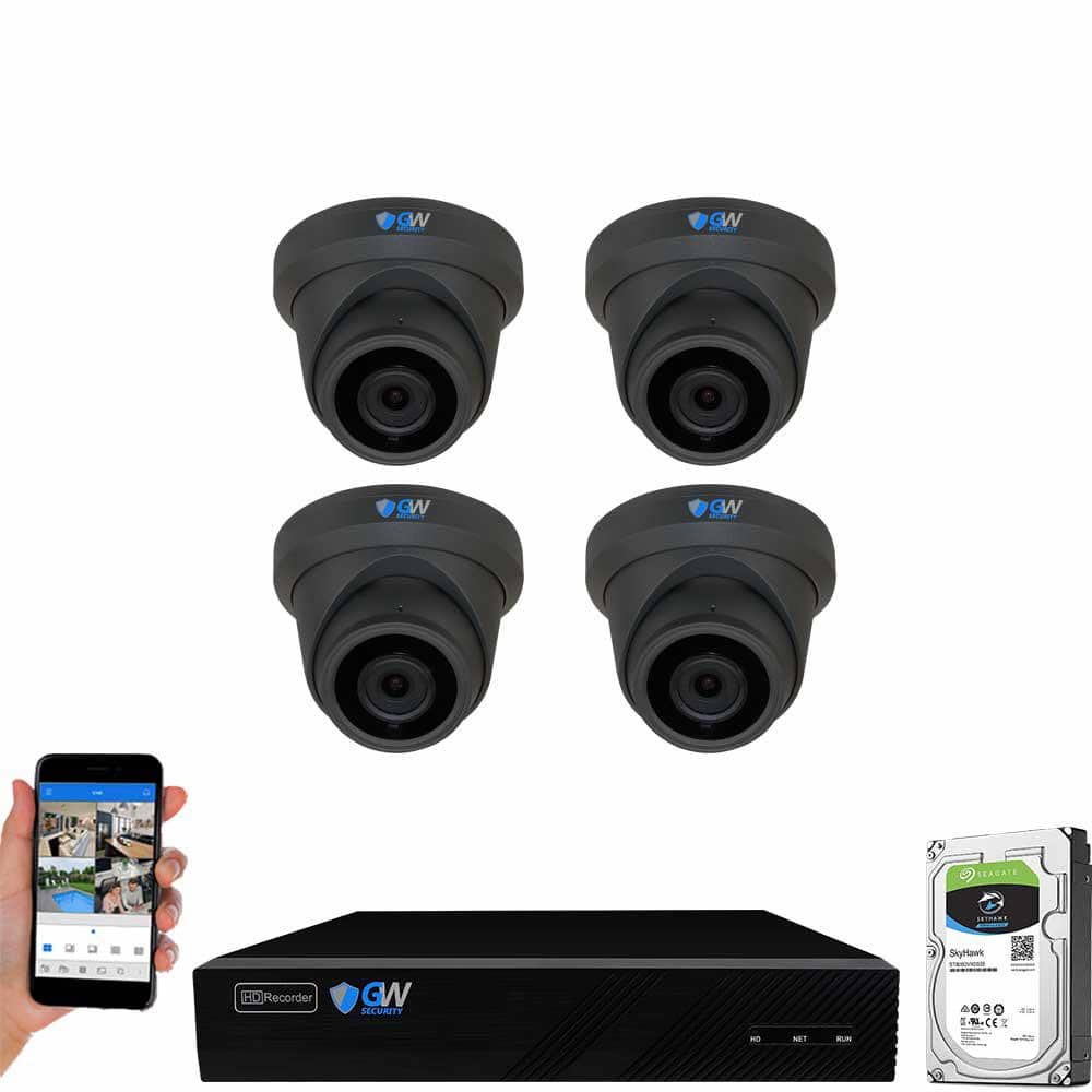 GW Security 8Channel 8MP 1TB NVR Security Camera System 4 Wired Turret
