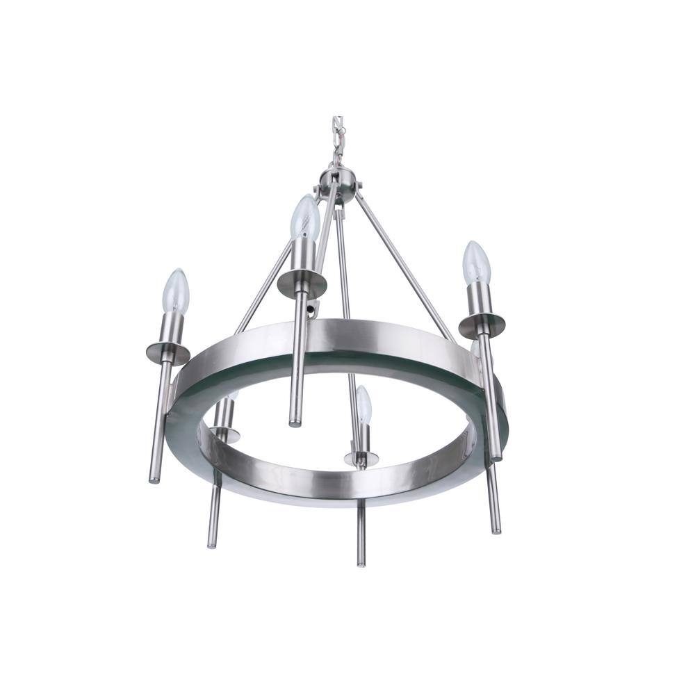 Brushed Nickel 6-Light Mini Crystal Candle Chandelier