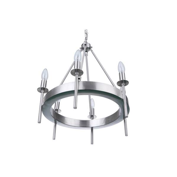 Hunter Saddlewood 6-Light Brushed Nickel Transitional Led Bare Bulb Chandelier