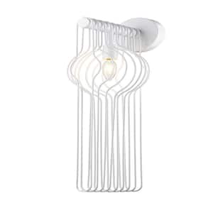 Contour 7.75 in. 1-Light White Wall Sconce Light with Gloss White Steel Shade with No Bulbs Included
