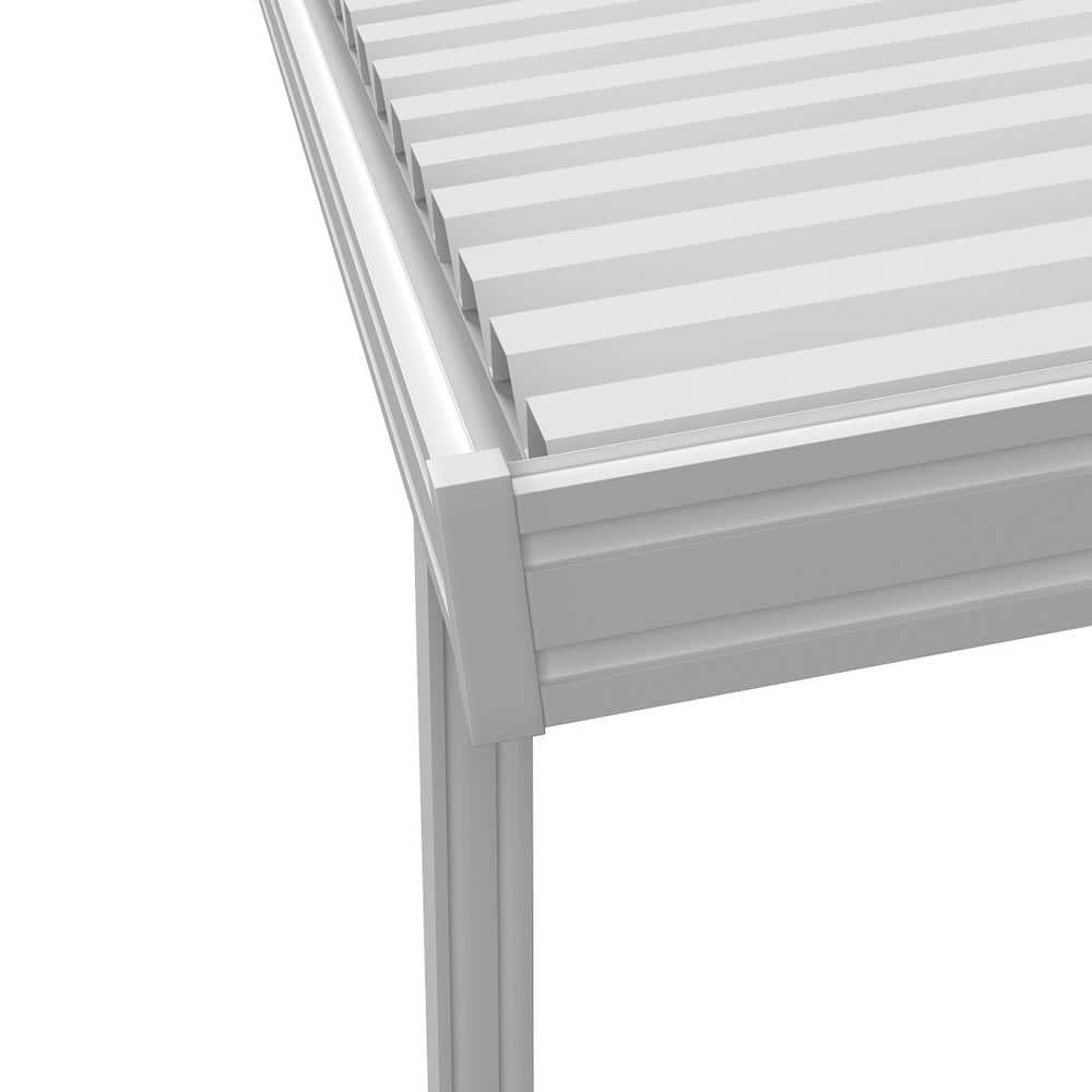 12 ft. x 10 ft. White Metal Patio Awning with Steel Frame