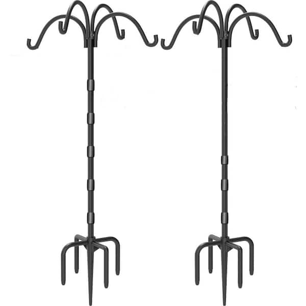 92 in. Iron 4-Hook Shepherds Hooks for Outdoor with Plastic Tube Adjustable Garden Hook for Solar Light (2-Pack)