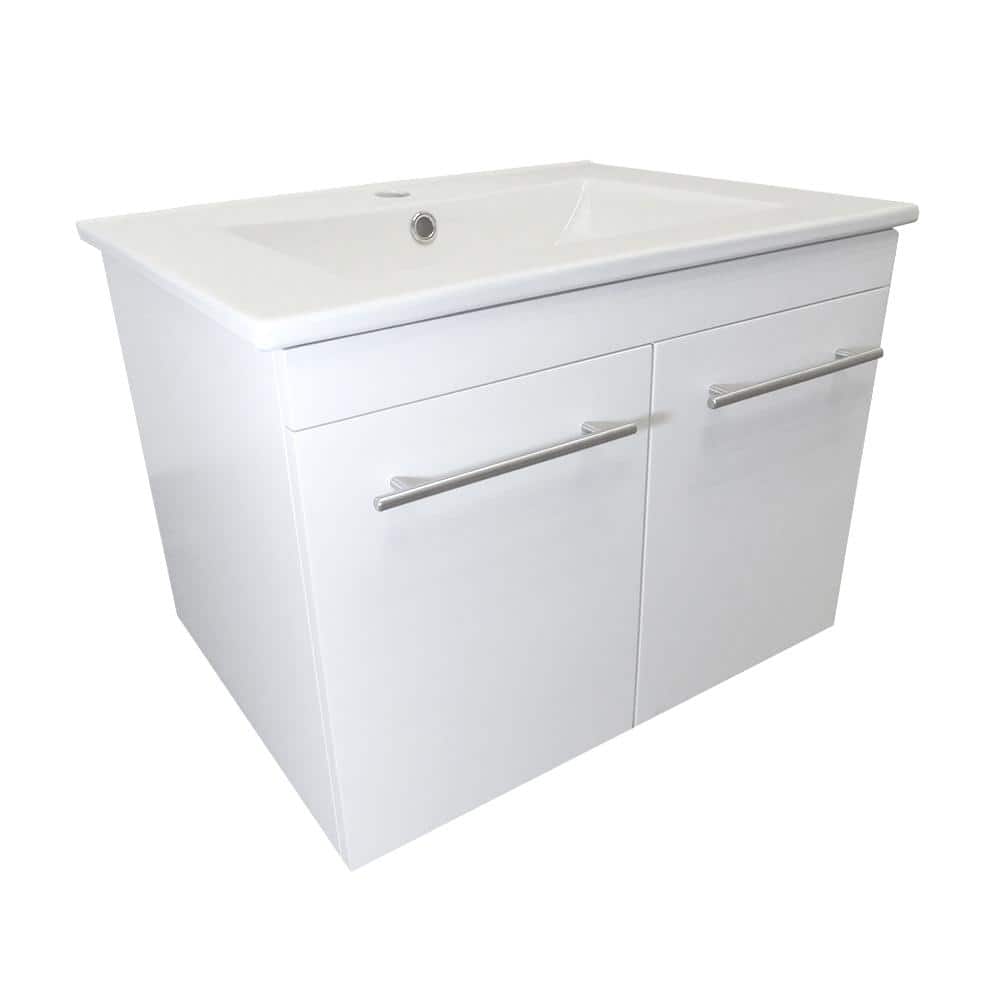 Jerez 24.4 in. W x 18.5 in. D Bath Vanity in White with Ceramic Vanity Top in White with White Basin price history on PriceWatchPro