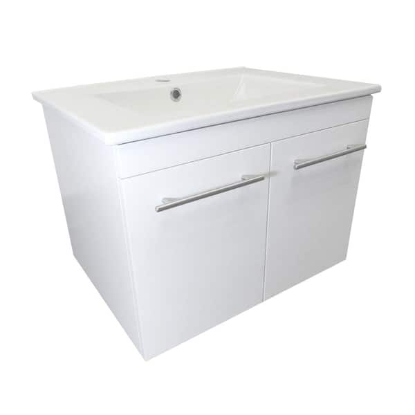 Jerez 24.4 in. W x 18.5 in. D Bath Vanity in White with Ceramic Vanity Top in White with White Basin