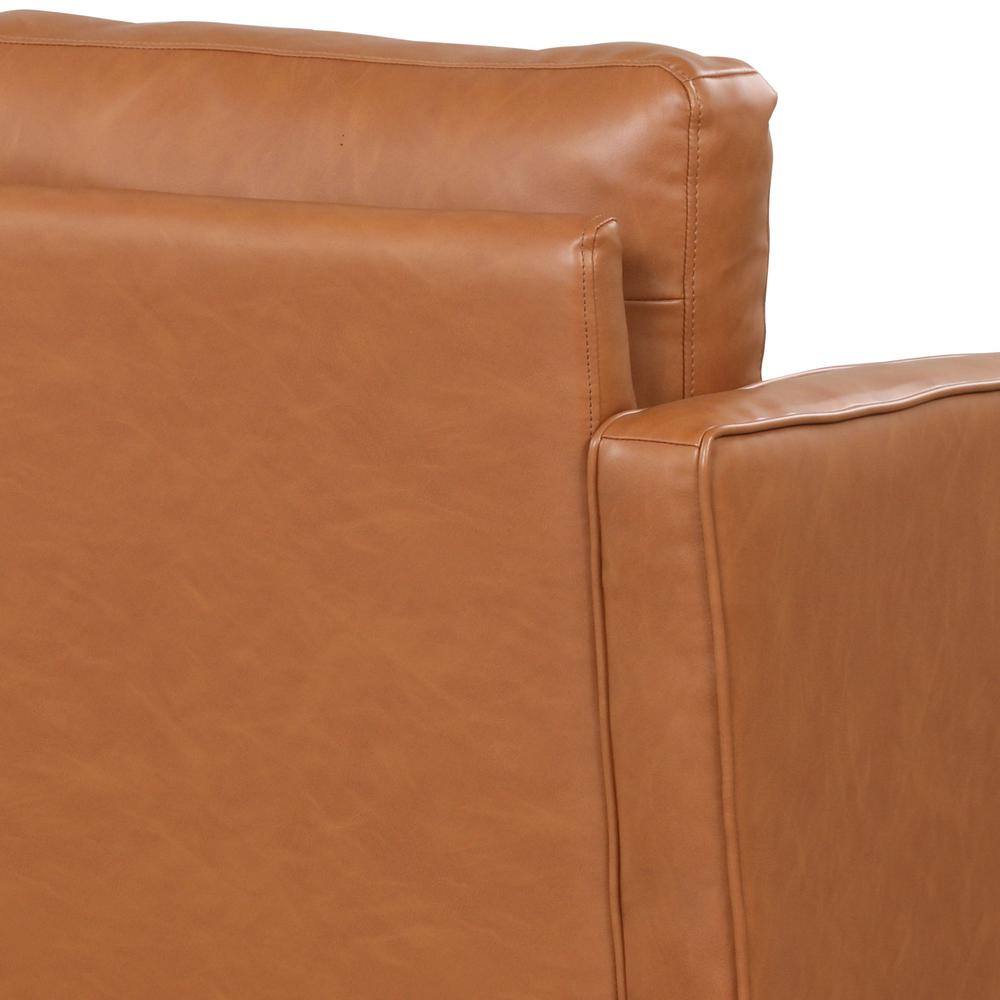 Caramel Faux Leather Accent Chair with Wood Legs